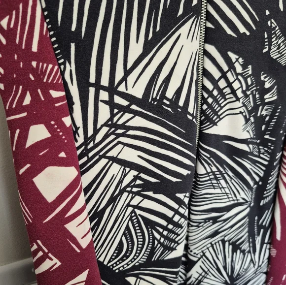 Elizabeth James Dress Mailyn Palm Leaf Stretch Black White Long Sleeve S… - Picture 10 of 12
